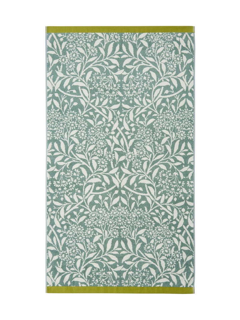 William Morris sage green Michaelmas towel, imported from the UK