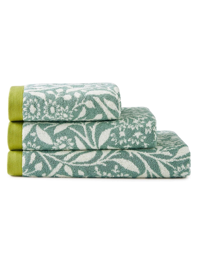 William Morris sage green Michaelmas towel, imported from the UK
