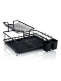 Swan black 15 plate dish rack with cutlery holder (British brand)