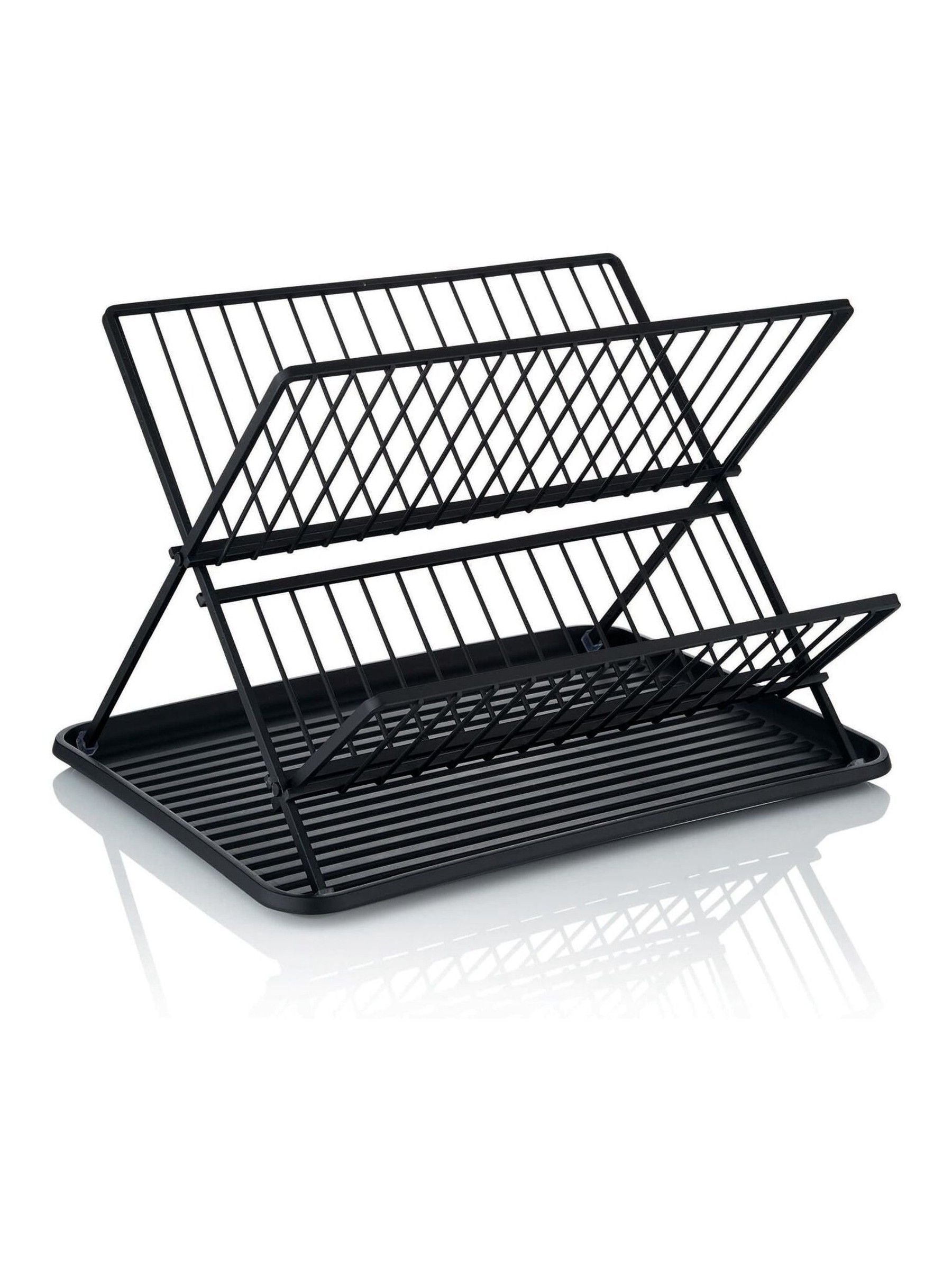 Swan Black Collapsible Dish Rack with Removable Drip Tray (British brand)