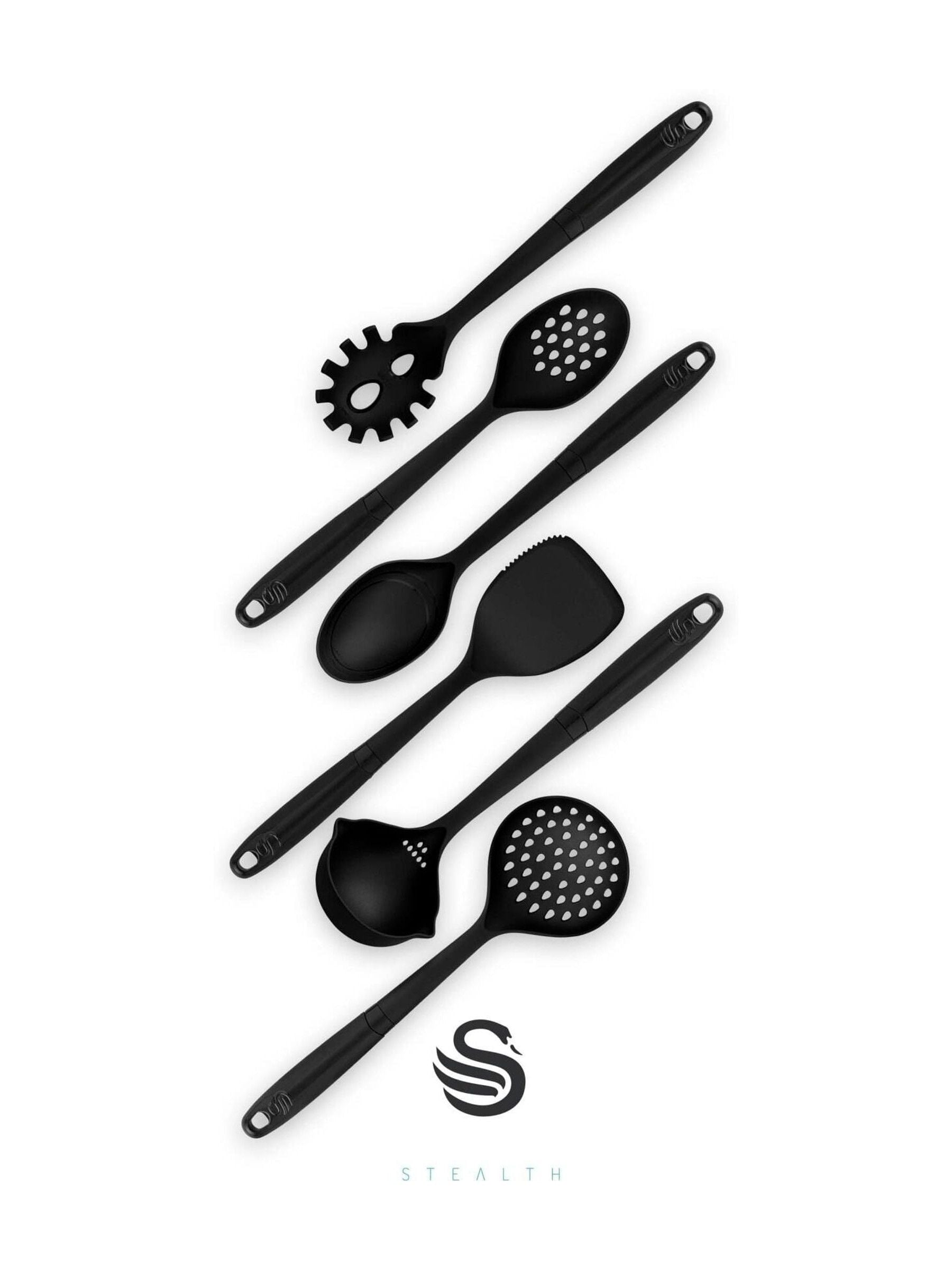 Swan 6 piece black stealth kitchen utensil set (British brand)