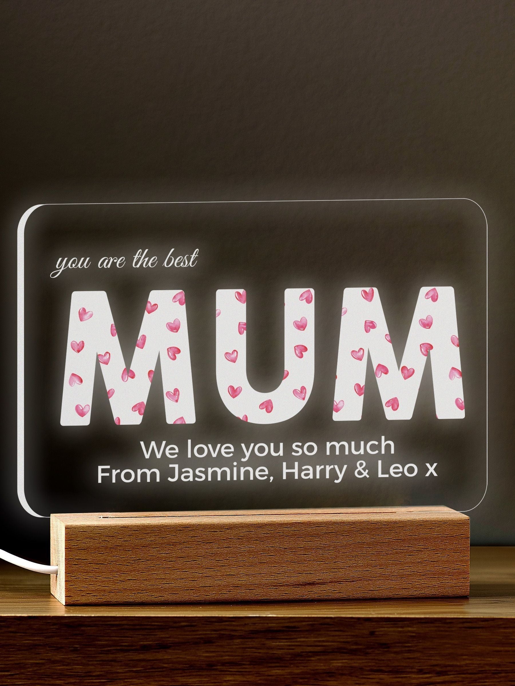 Loveabode personalised heart night light, UK version