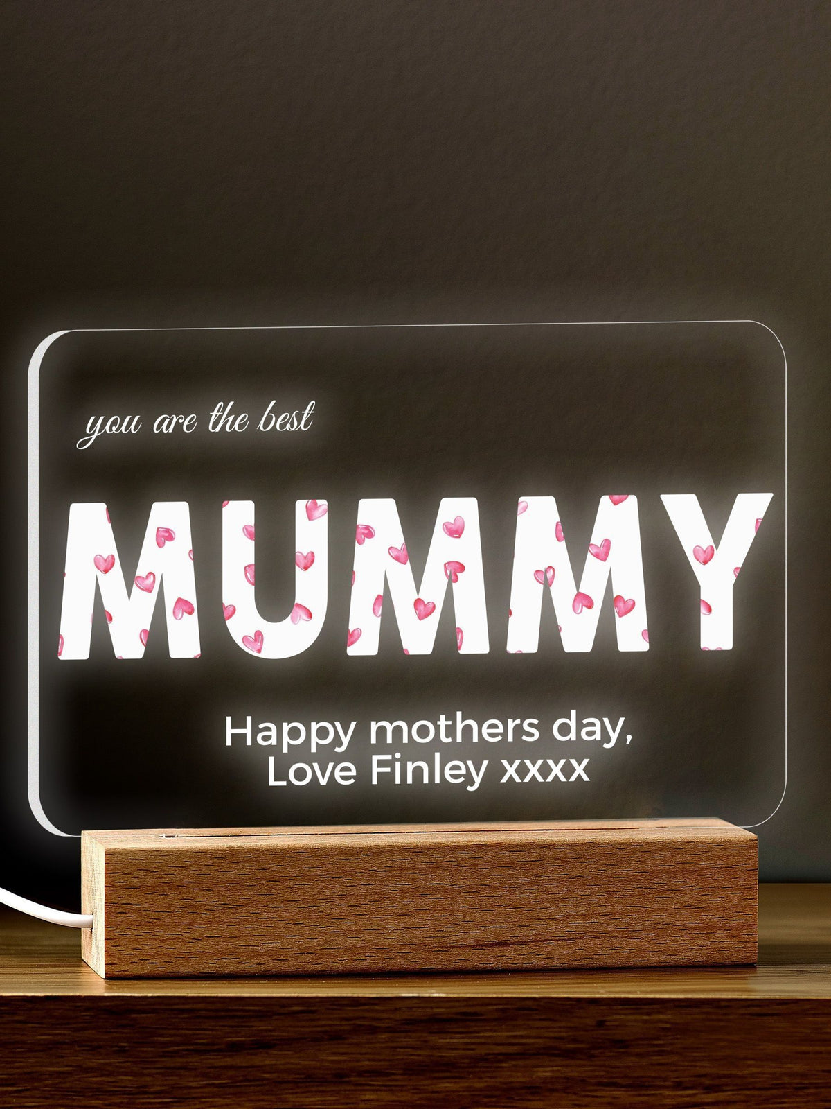 Loveabode personalised heart night light, UK version