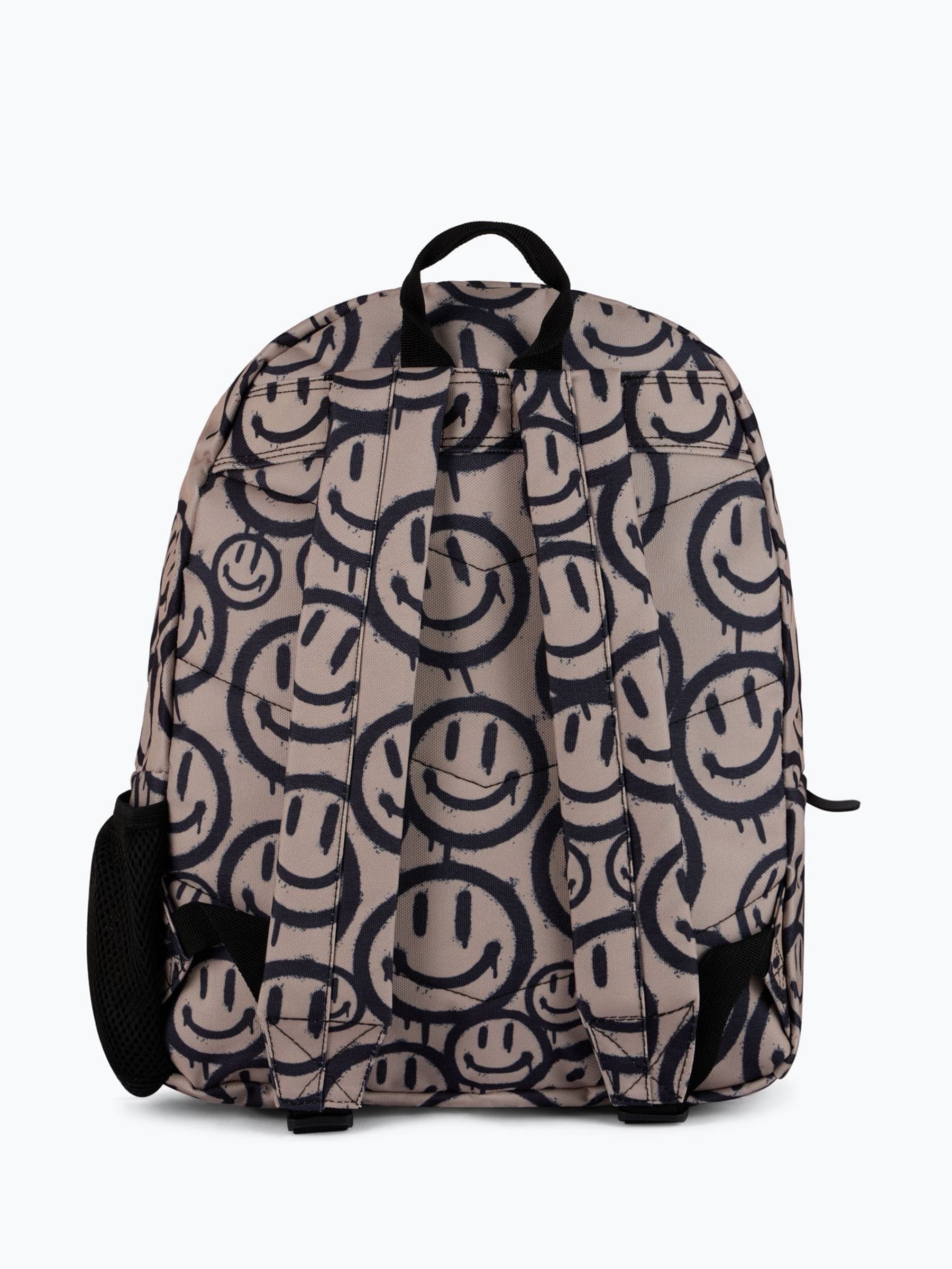 Hype Brown Drip Smiley Backpack beige with smiley faces - British product