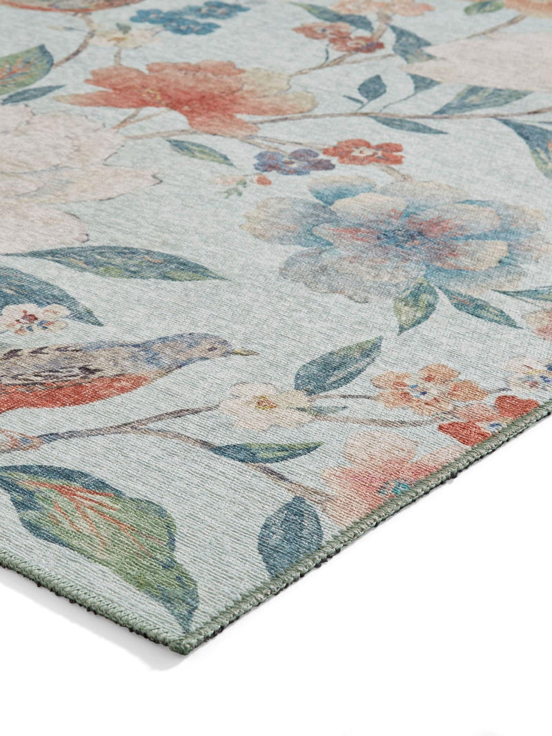 Catherine Lansfield Pipa Floral rug, flat weave polyester - British product