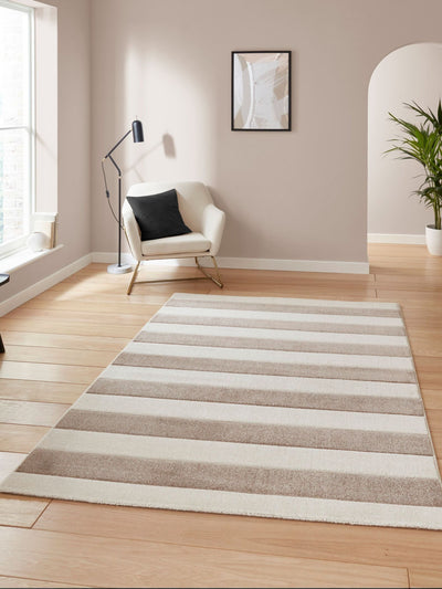 Next Catherine Lansfield Natural Cove Stripe Modern Linear Rug- Buy online at McGrocer