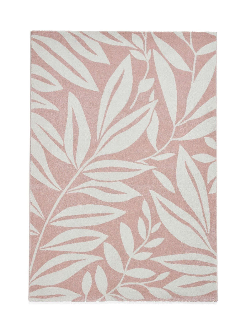 Catherine Lansfield pink sorral leaves botanical rug, UK version