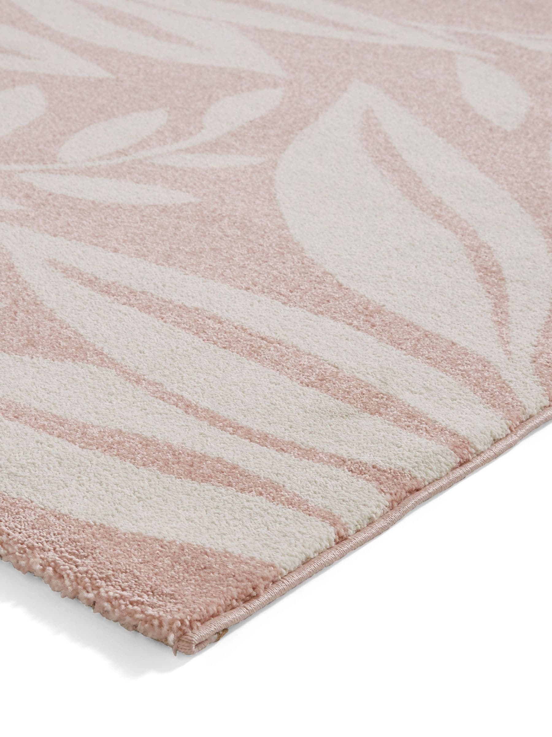 Catherine Lansfield pink sorral leaves botanical rug, UK version