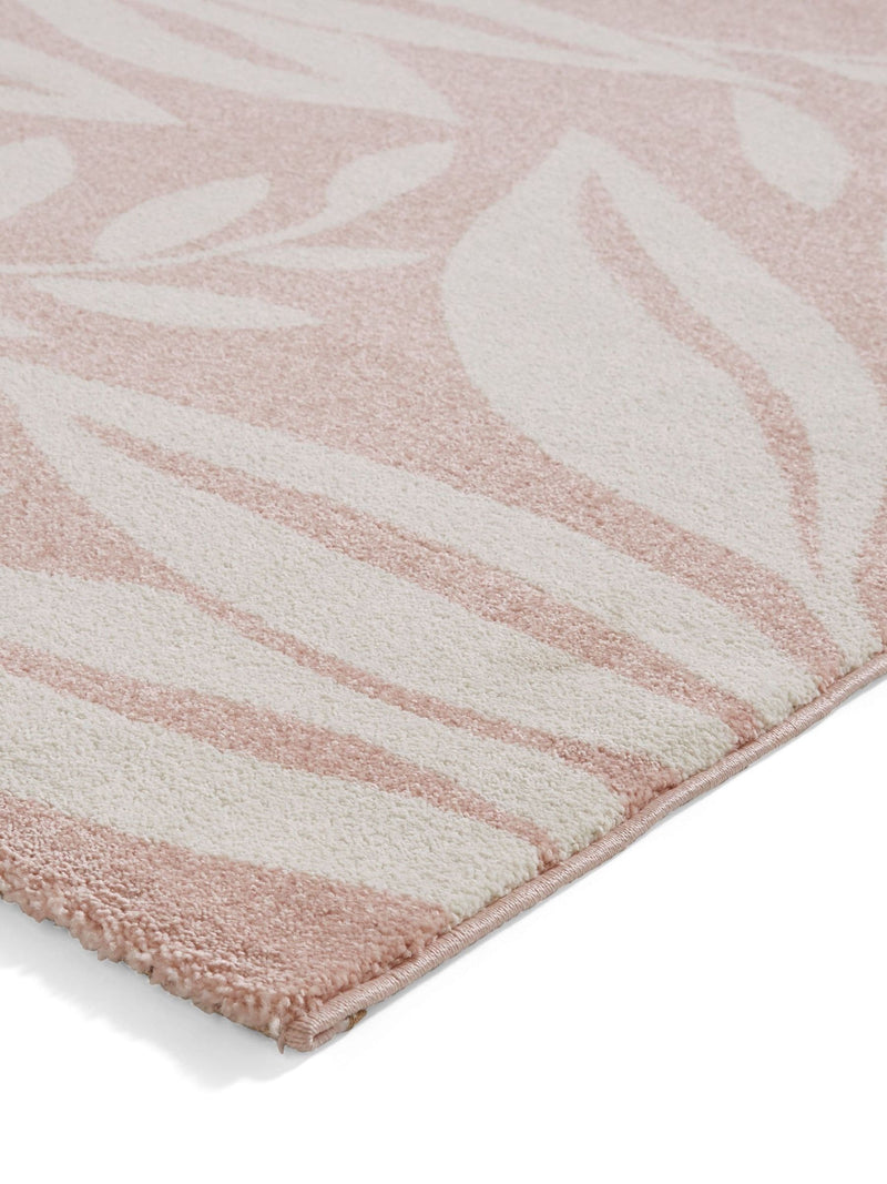 Catherine Lansfield pink sorral leaves botanical rug, UK version