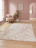 Catherine Lansfield pink sorral leaves botanical rug, UK version