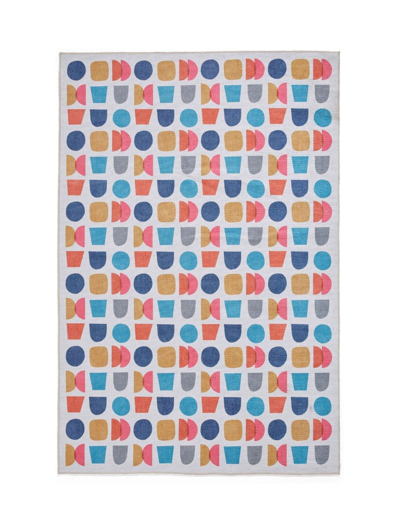 Catherine Lansfield blue geometric rug flat woven polyester, imported from the UK