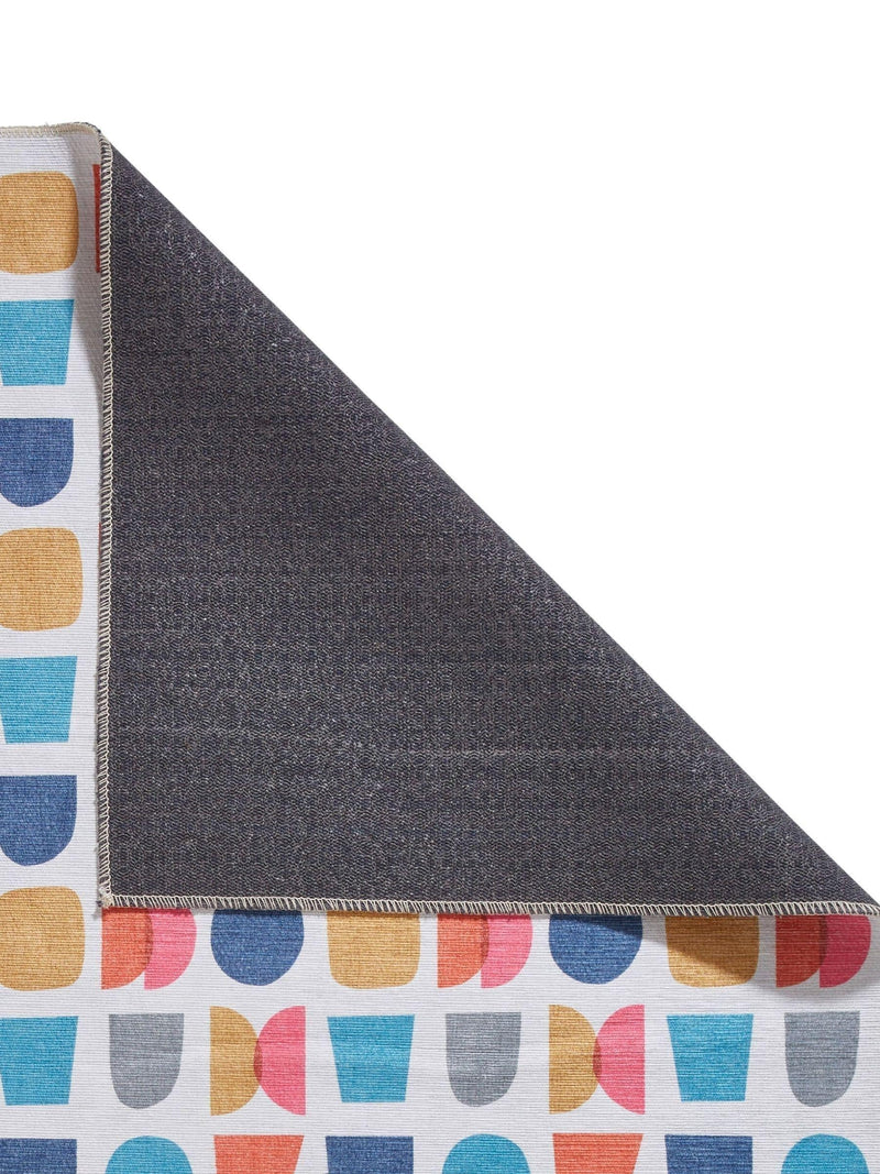 Catherine Lansfield blue geometric rug flat woven polyester, imported from the UK