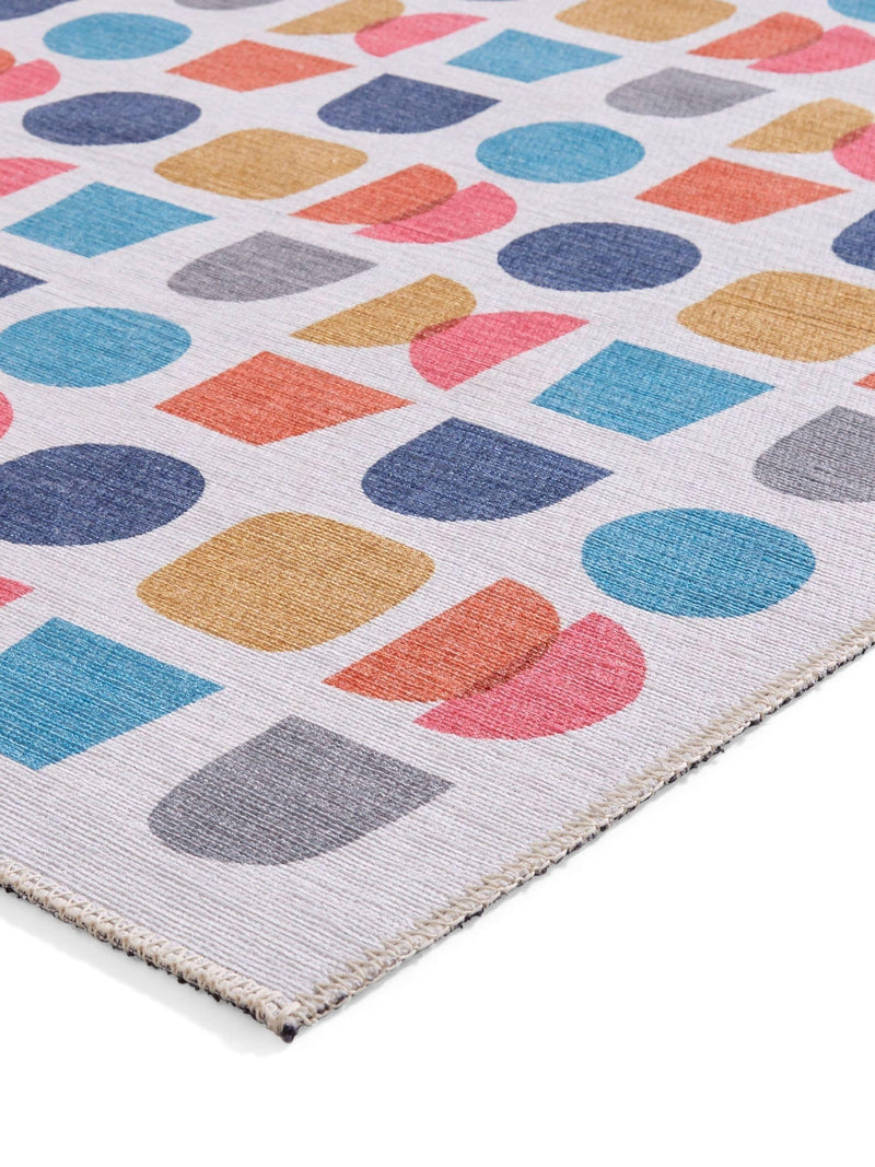Catherine Lansfield blue geometric rug flat woven polyester, imported from the UK