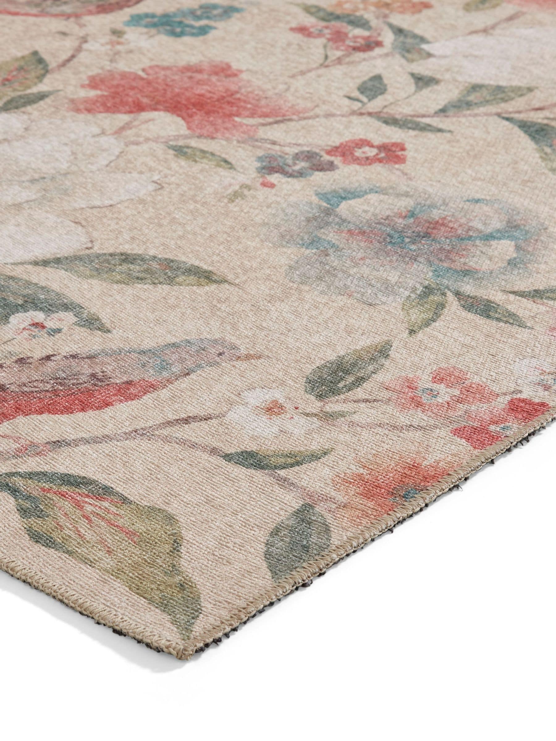 Catherine Lansfield Pipa Floral rug, machine-washable polyester (British brand)