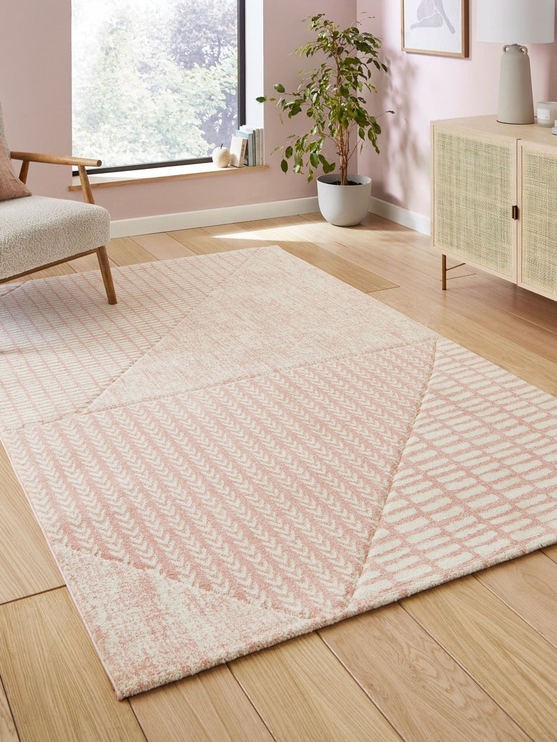 Catherine Lansfield pink modern abstract rug, imported from the UK