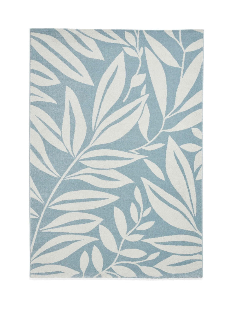 Catherine Lansfield blue botanical rug Sorral Leaves, imported from the UK