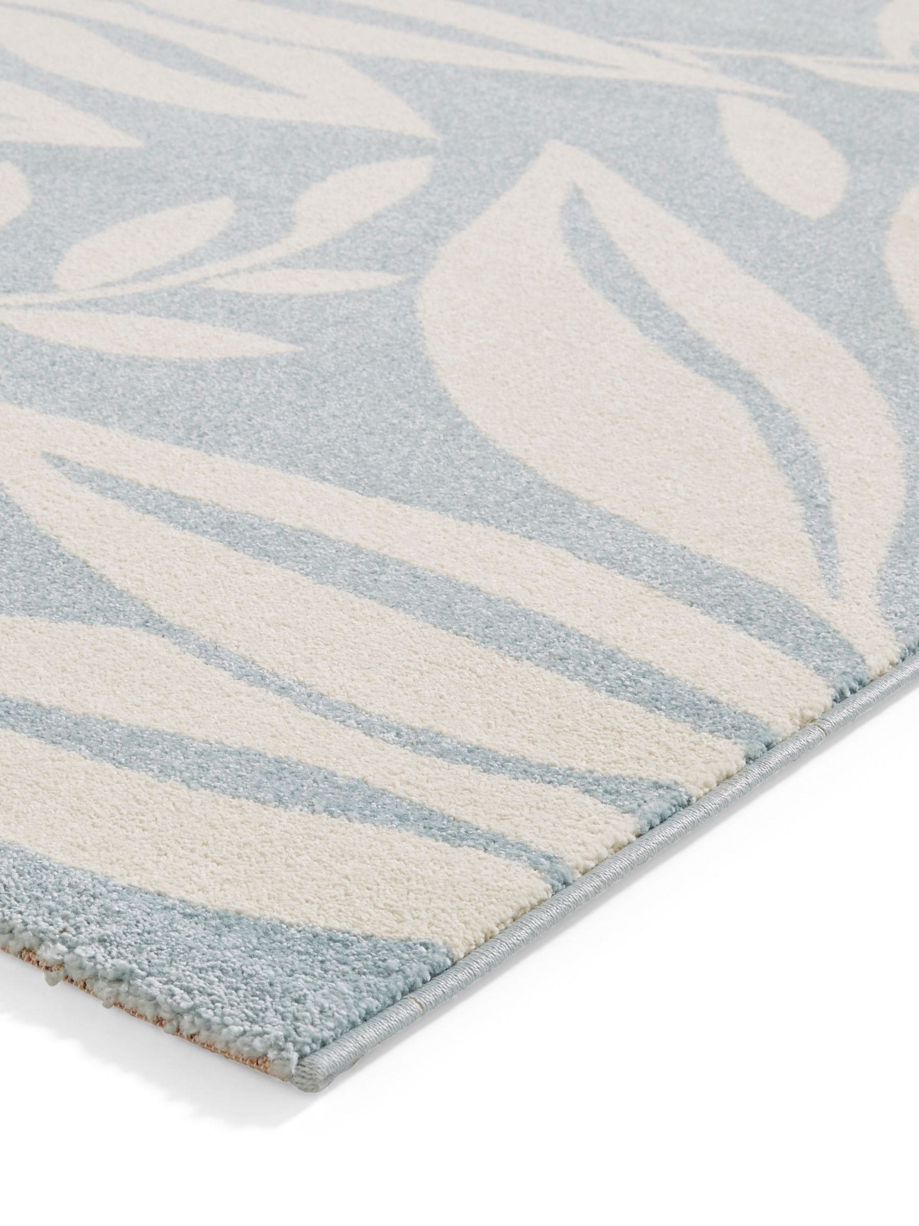 Catherine Lansfield blue botanical rug Sorral Leaves, imported from the UK