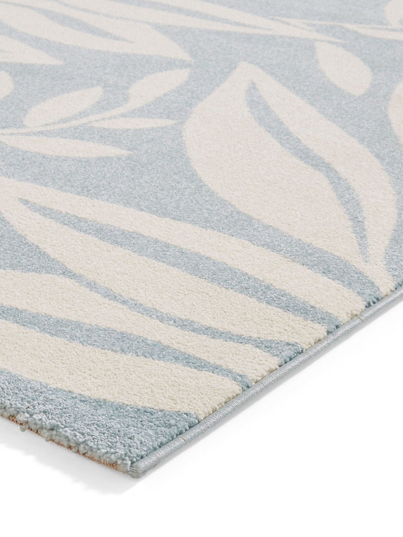 Catherine Lansfield blue botanical rug Sorral Leaves, imported from the UK