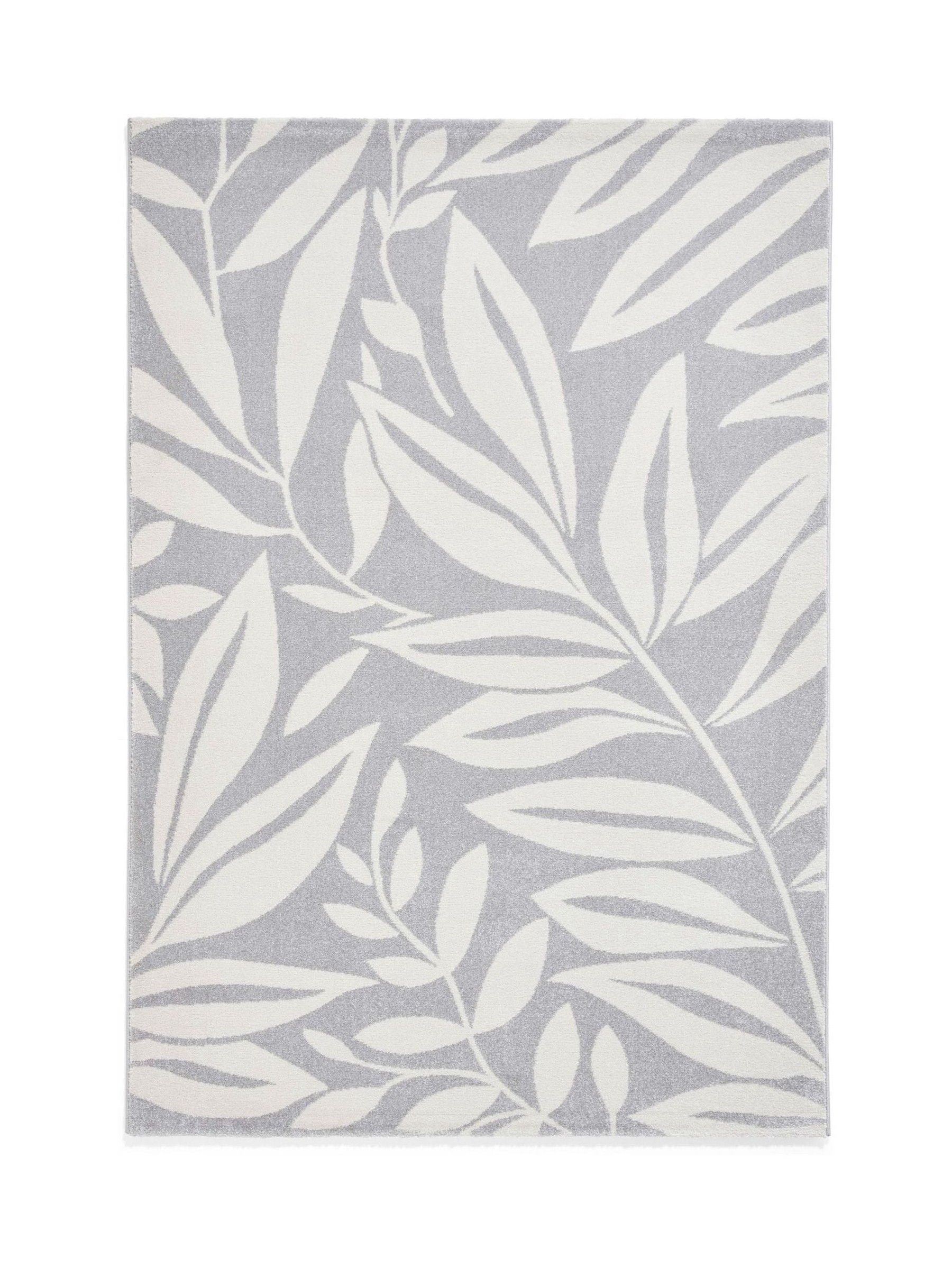 Catherine Lansfield grey sorral leaves botanical rug (British brand)