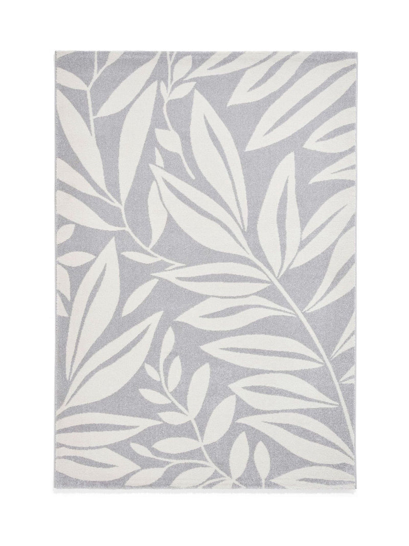 Catherine Lansfield grey sorral leaves botanical rug (British brand)