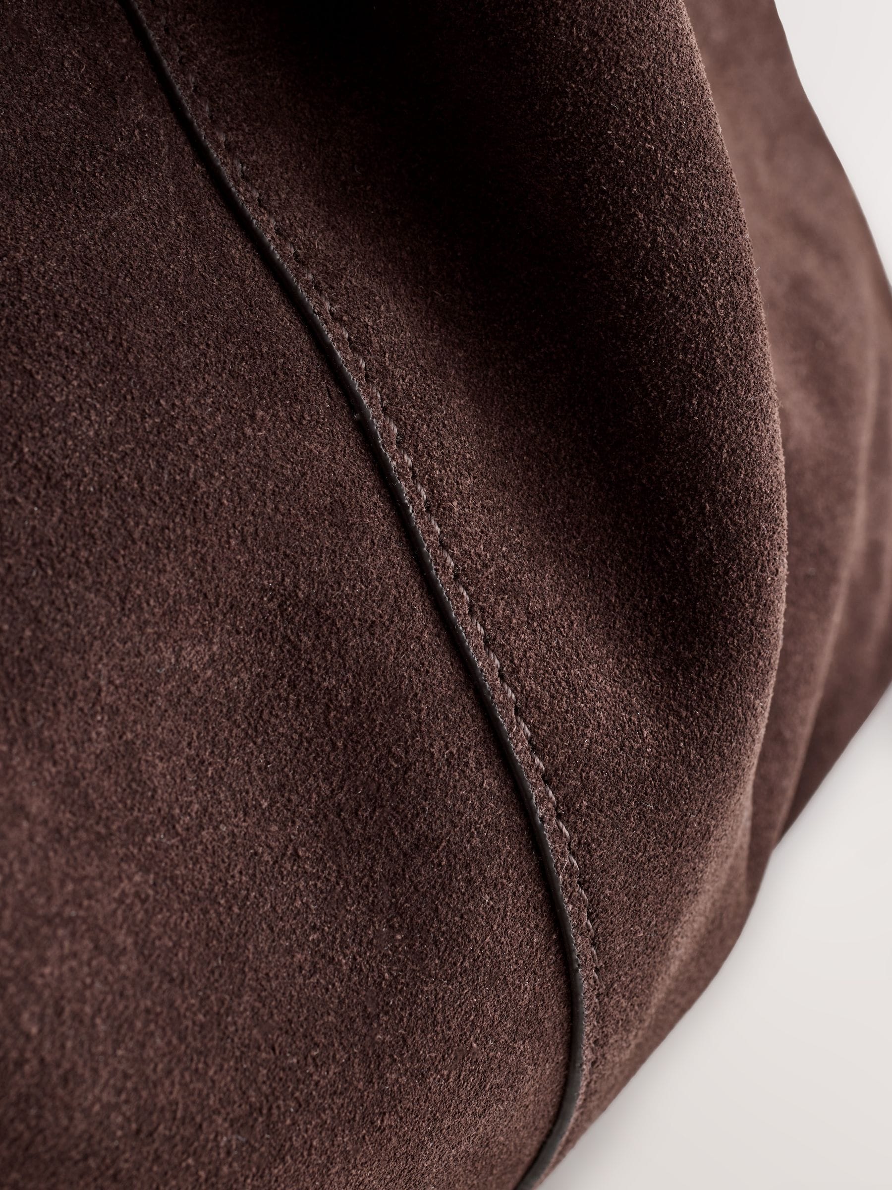 Chocolate brown suede slouchy shoulder bag, UK version