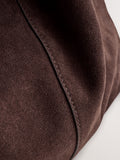 Chocolate brown suede slouchy shoulder bag, UK version