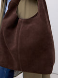Chocolate brown suede slouchy shoulder bag, UK version