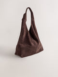 Chocolate brown suede slouchy shoulder bag, UK version