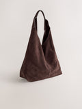 Chocolate brown suede slouchy shoulder bag, UK version