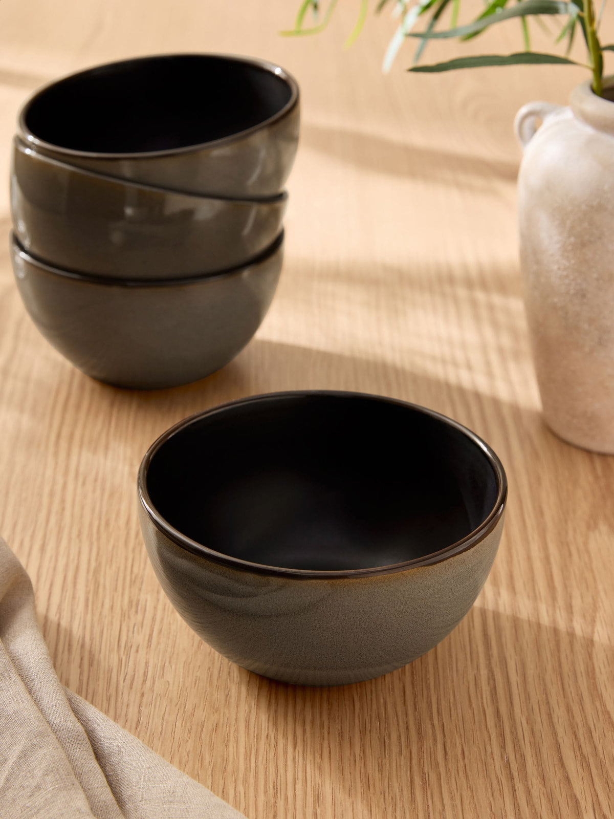 Grey Hampton stoneware cereal bowls set of 4 - British brand