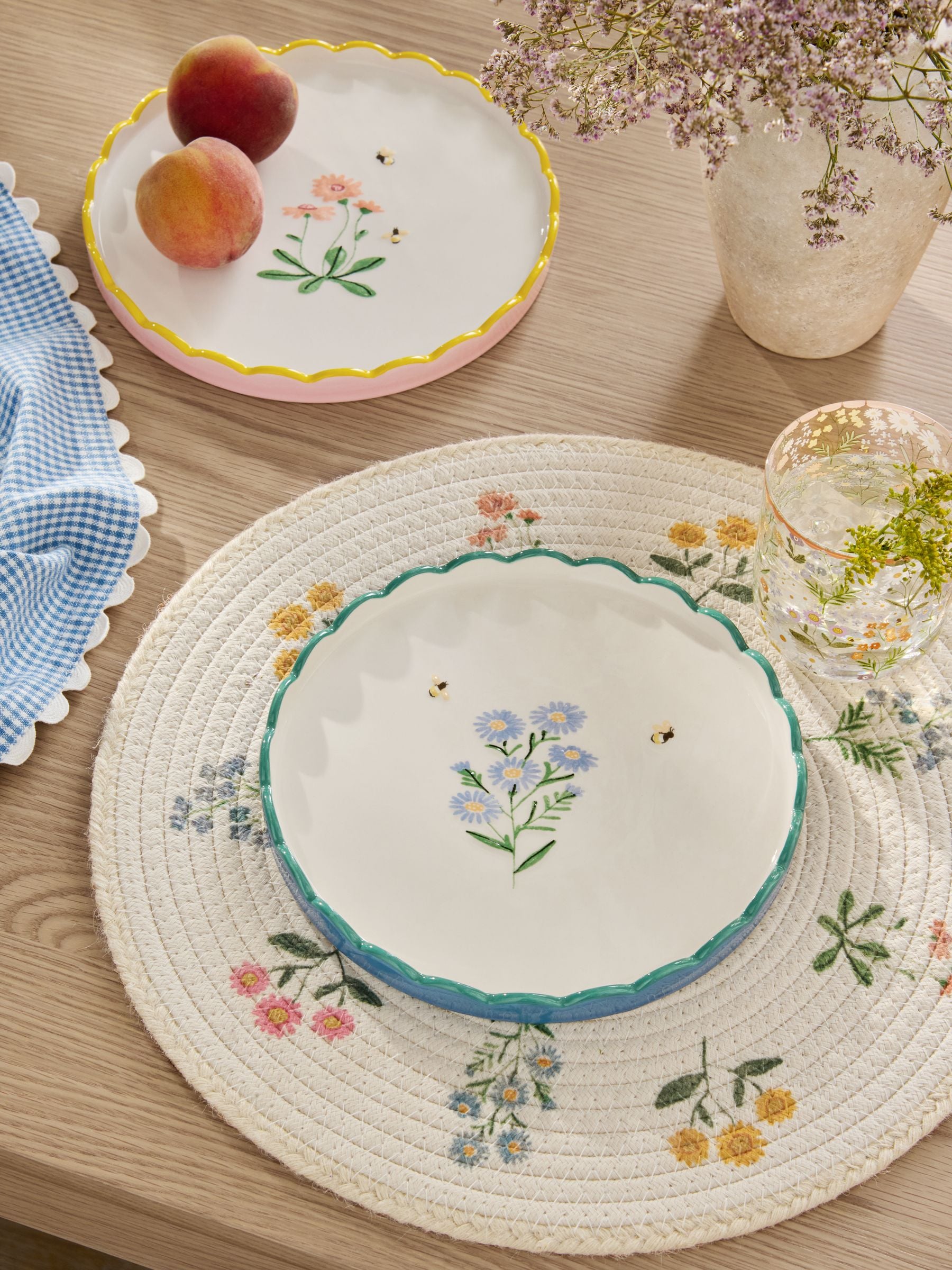Maisie blue and pink floral scallop edge side plates 21cm (British brand)