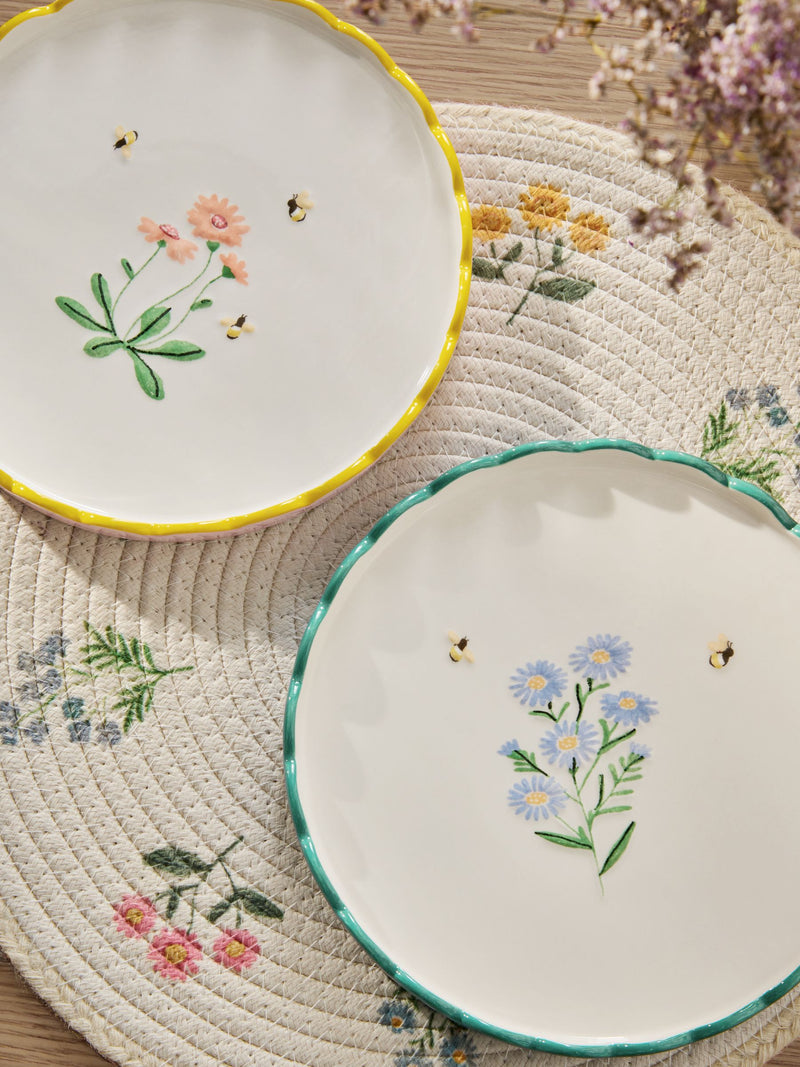 Maisie blue and pink floral scallop edge side plates 21cm (British brand)