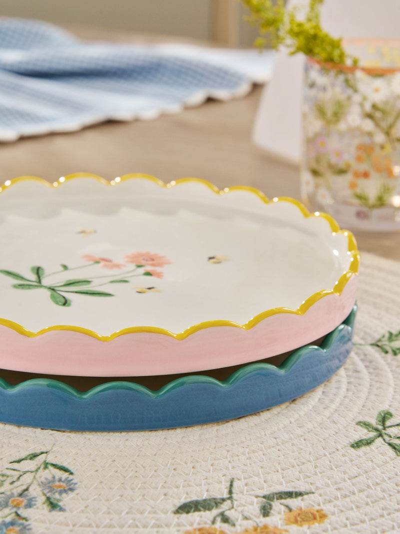 Maisie blue and pink floral scallop edge side plates 21cm (British brand)