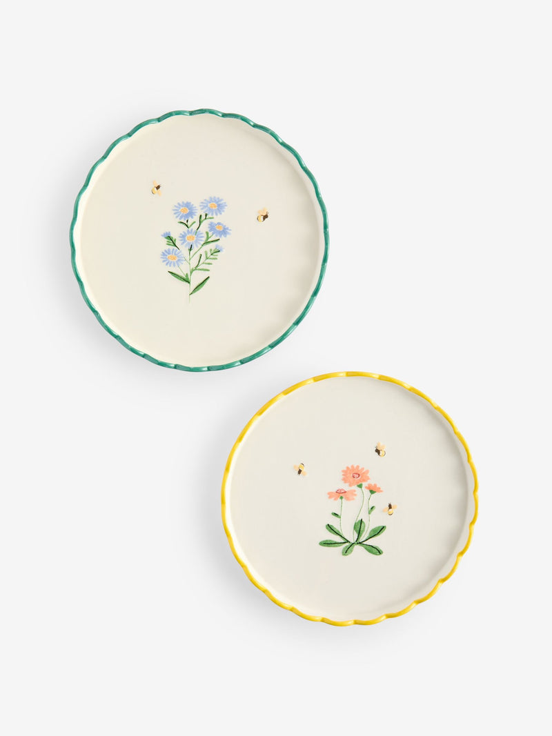 Maisie blue and pink floral scallop edge side plates 21cm (British brand)