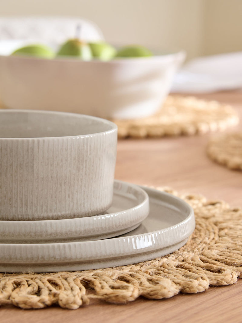 Natural Stamford 12-piece stoneware dinner set (British brand)