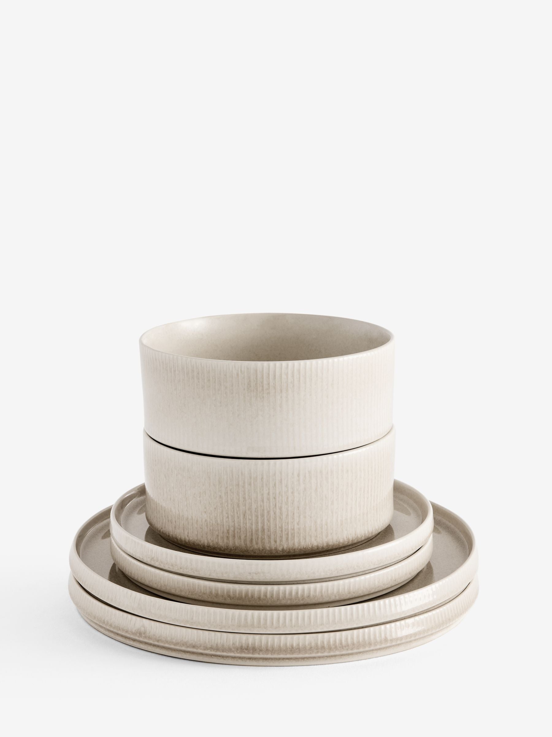 Natural Stamford 12-piece stoneware dinner set (British brand)