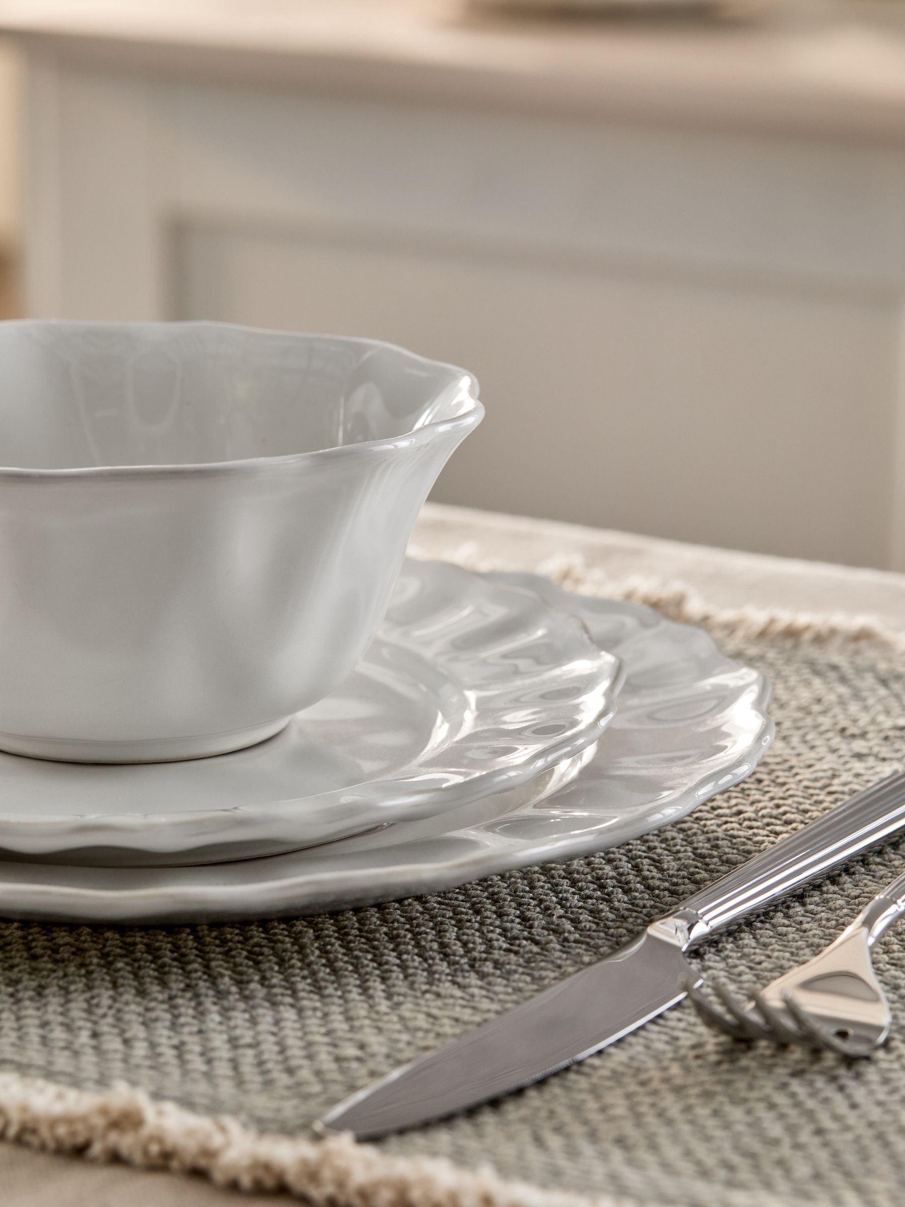 12 piece White Sadie stoneware dinner set (British brand)