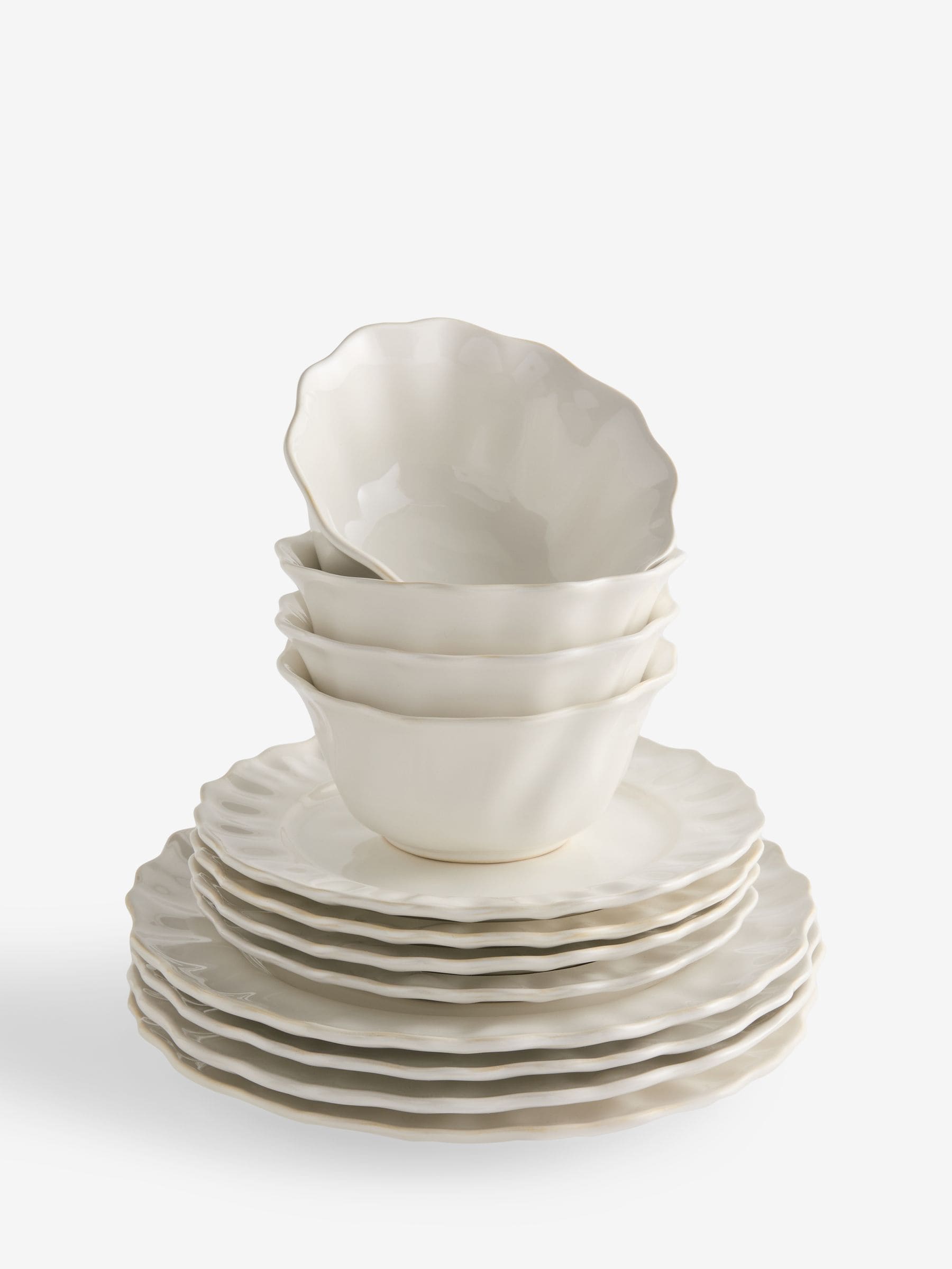 12 piece White Sadie stoneware dinner set (British brand)
