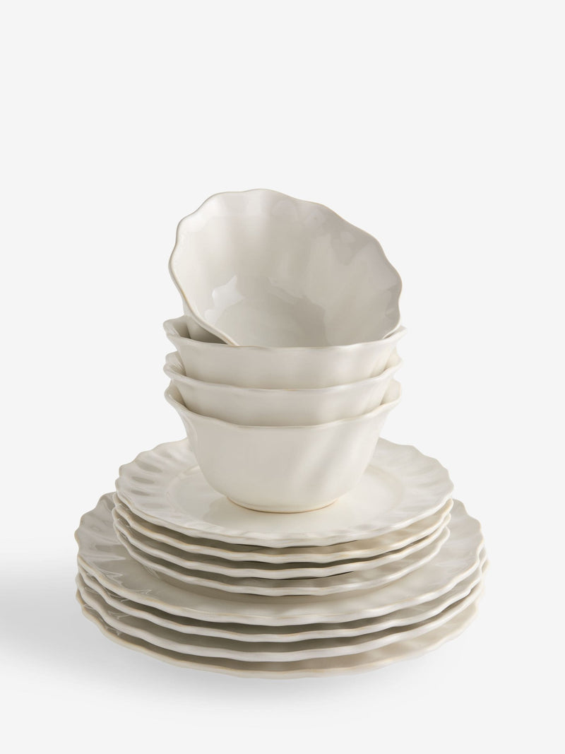 12 piece White Sadie stoneware dinner set (British brand)