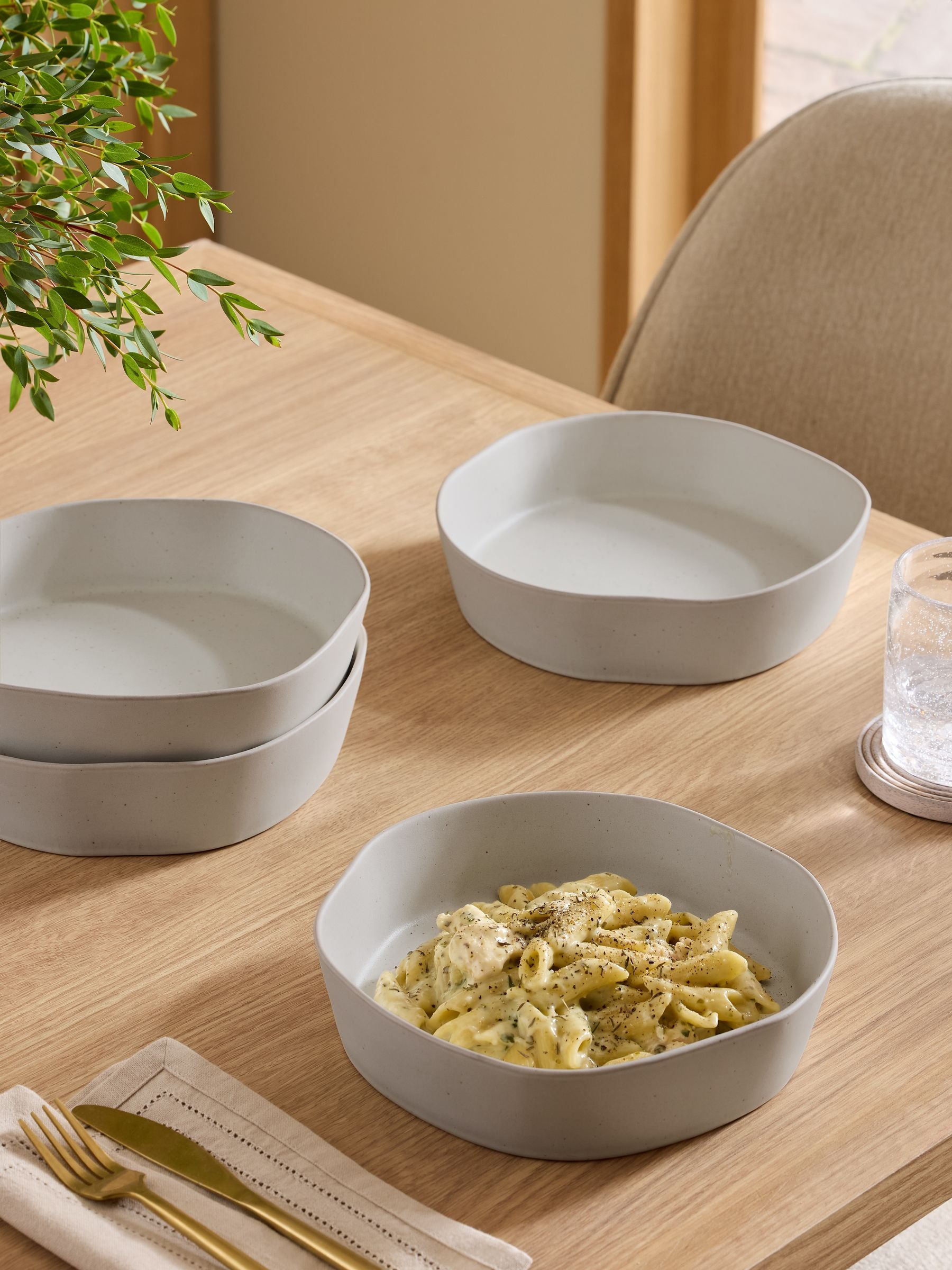 Natural Lana set of 4 pasta bowls, imported from the UK
