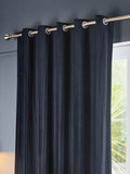 Paoletti Midnight Corinthian Velvet Fully Lined Eyelet Curtains