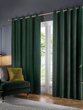Paoletti Green Corinthian Velvet Fully Lined Eyelet Curtains