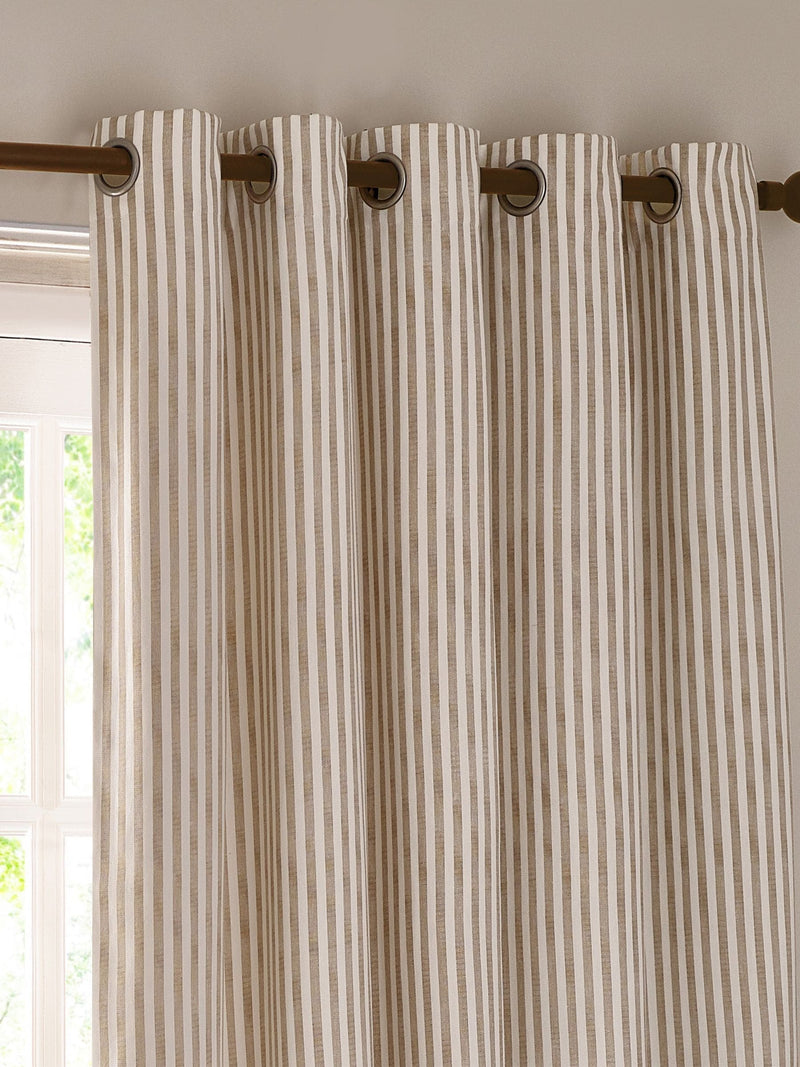 Yard Natural Hebden striped cotton eyelet curtains, imported from the UK