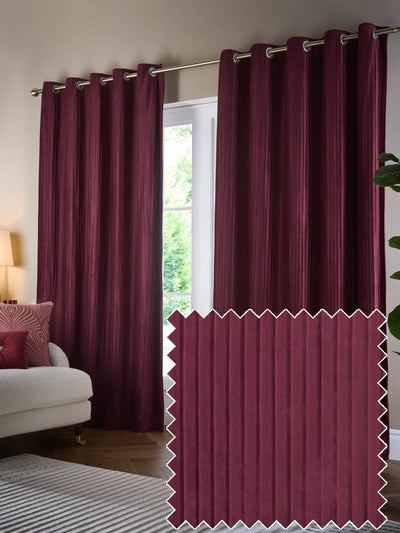 Next Paoletti Merlot Corinthian Velvet Room Darkening Lined Eyelet Curtain Pair- Buy online at McGrocer