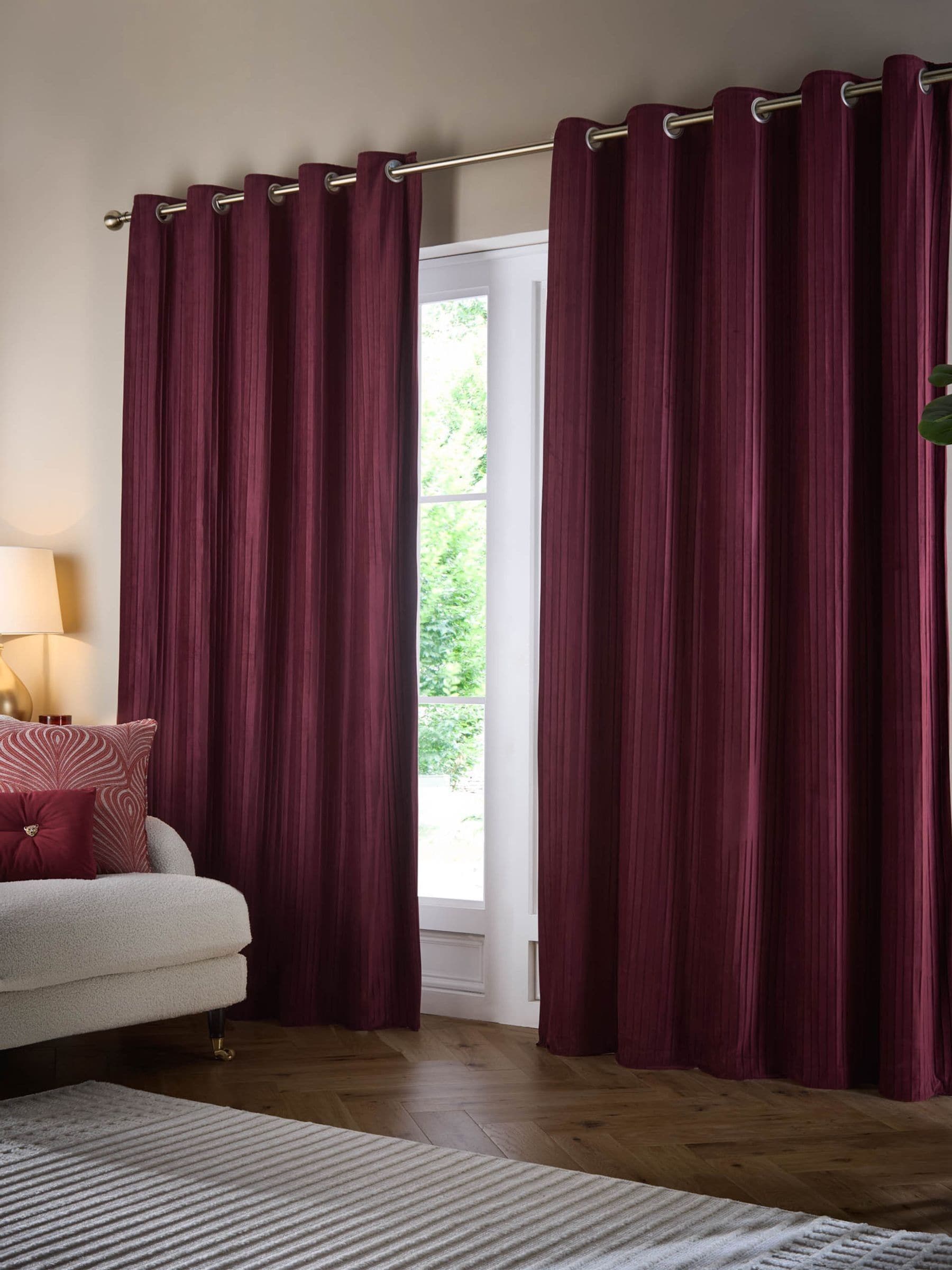 Paoletti Merlot Corinthian velvet curtain pair - British product