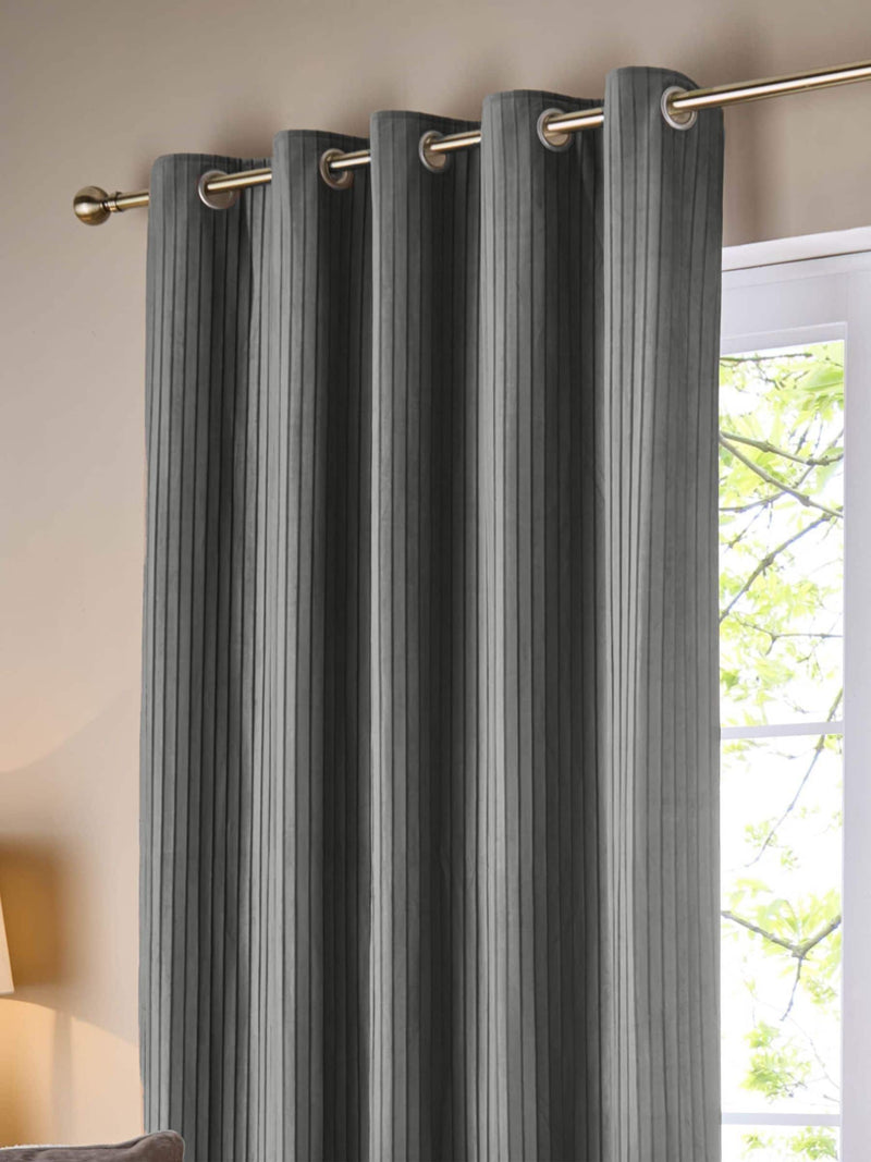 Paoletti Dove Grey Corinthian Velvet Fully Lined Eyelet Curtains