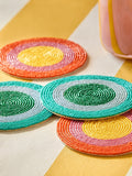 Set of 4 glass beaded coasters with cotton backing - British product