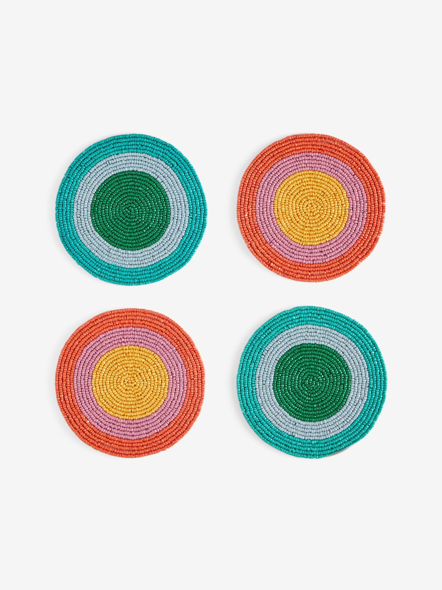 Set of 4 glass beaded coasters with cotton backing - British product