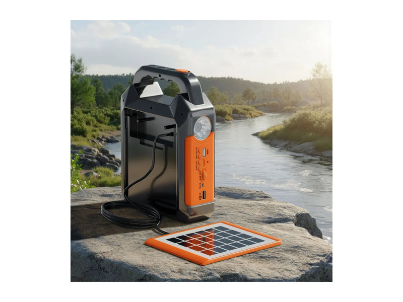Multifunction solar station with LED light, radio and power bank - British product