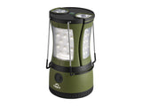 Green 2-in-1 camping lamp with torches and compass, imported from the UK